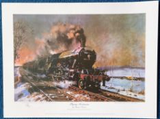 The Flying Scotsman print by Terence Cuneo, limited edition number 508 of 850, approx 14x18. This