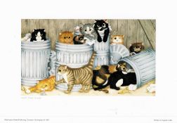 Linda Jane Smith signed Cat collection of 4 colour prints, approx 10x14 each. The work of Linda Jane