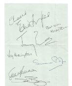 Multi signed 5 x 7 sheet of paper: Eric Sykes, Jimmy Edwards, Joy Harrington, Simon Barry, Susanna