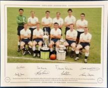 Tottenham Hotspur 1961 Double winners multi signed 20x16 colour print 7 legends signature includes