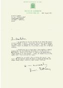 Virginia Bottomley TLS on House of Commons headed paper dated 30th August 1991. Letter discusses the