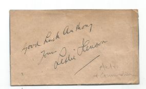 Leslie Henson, English actor and comedian signed on the front of an approx 3 1/2 x 5 1/2 brown