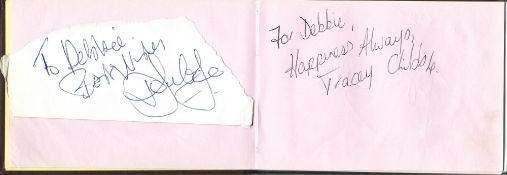 Autograph book. Includes signatures of Tracey Childs, Ed Stewart, Tim Brooke Taylor, Robin