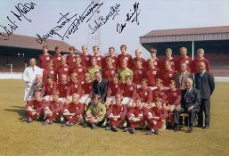 Autographed Nottm Forest 12 X 8 Photo - Col, Depicting Players Posing For Photographers During A