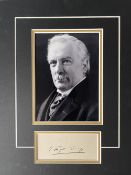 David Lloyd George British Liberal Prime Minister Signed Display. Approx 14 x 11 inches overall.