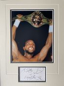 Nigel Benn Great British Boxer Signed Display. Approx 16 x 12 inches overall. Good condition. All