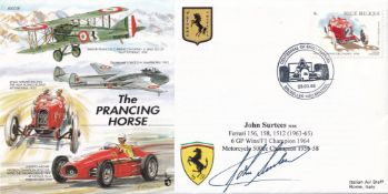 John Surtees F1 World Champion Signed Ferrari First Day Cover . Good condition. All autographs