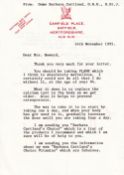 Barbara Cartland Best Selling Novelist Signed 2 Page Letter. Good condition. All autographs come