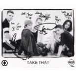 Take That Chart Topping Boy Band Fully Signed 10x8 inch Promo Photo (5 printed signatures, hand