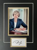 Theresa May Former Conservative Prime Minister Signed Display. Approx 14 x 11 inches overall. Good