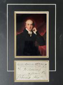 George Canning Former Conservative Prime Minister Signed Display. Approx 14 x 11 inches overall.