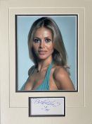 Britt Ekland James Bond Film Actress Signed Display. Approx 16 x 12 inches overall. Good