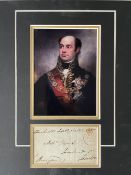 William Carr Beresford Distinguished Peninsula War Army Officer Signed Display. Approx 14 x 11