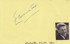 Edward Fox James Bond Film Actor Signed Page. Good condition. All autographs come with a Certificate