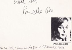 Prunella Gee James Bond Film Actress Signed Page. Good condition. All autographs come with a