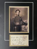 Fitzroy Somerset (Baron Raglan) Distinguished Army Officer at the Battle of Waterloo Signed Display.