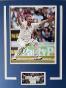 Andrew "Freddy" Flintoff England Cricketer Signed Display. Approx 16 x 12 inches overall. Good