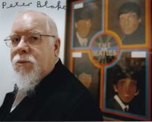 Peter Blake Pop Artist for Beatles Albums 10x8 inch Signed Photo. Good condition. All autographs
