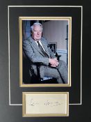 Edward Heath Former Conservative Prime Minister Signed Display. Approx 14 x 11 inches overall.
