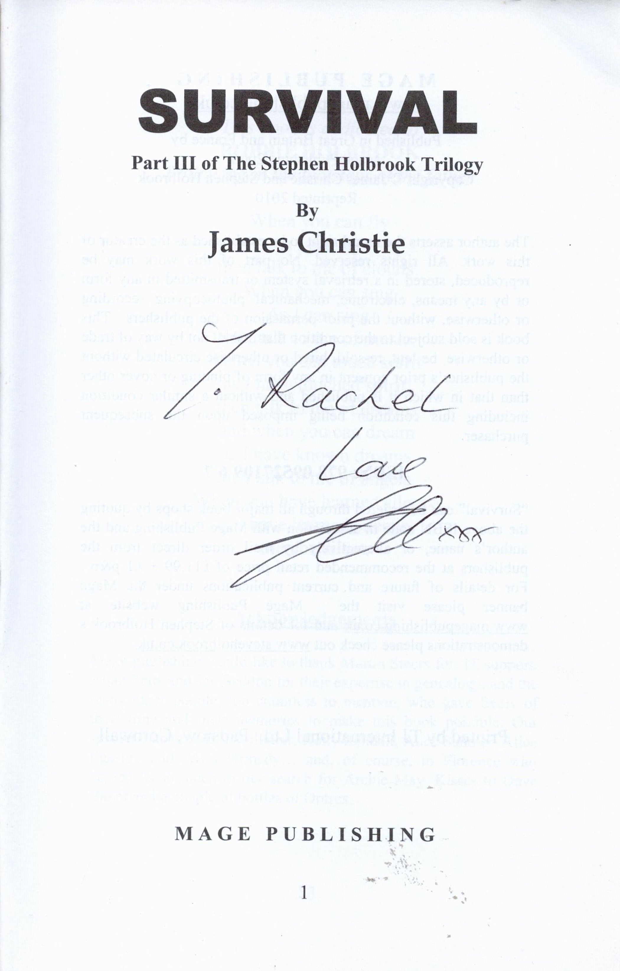 Signed Book James Christie Stephen Holbrook Survival Second Edition 2010 Softback Book Signed by - Image 2 of 4