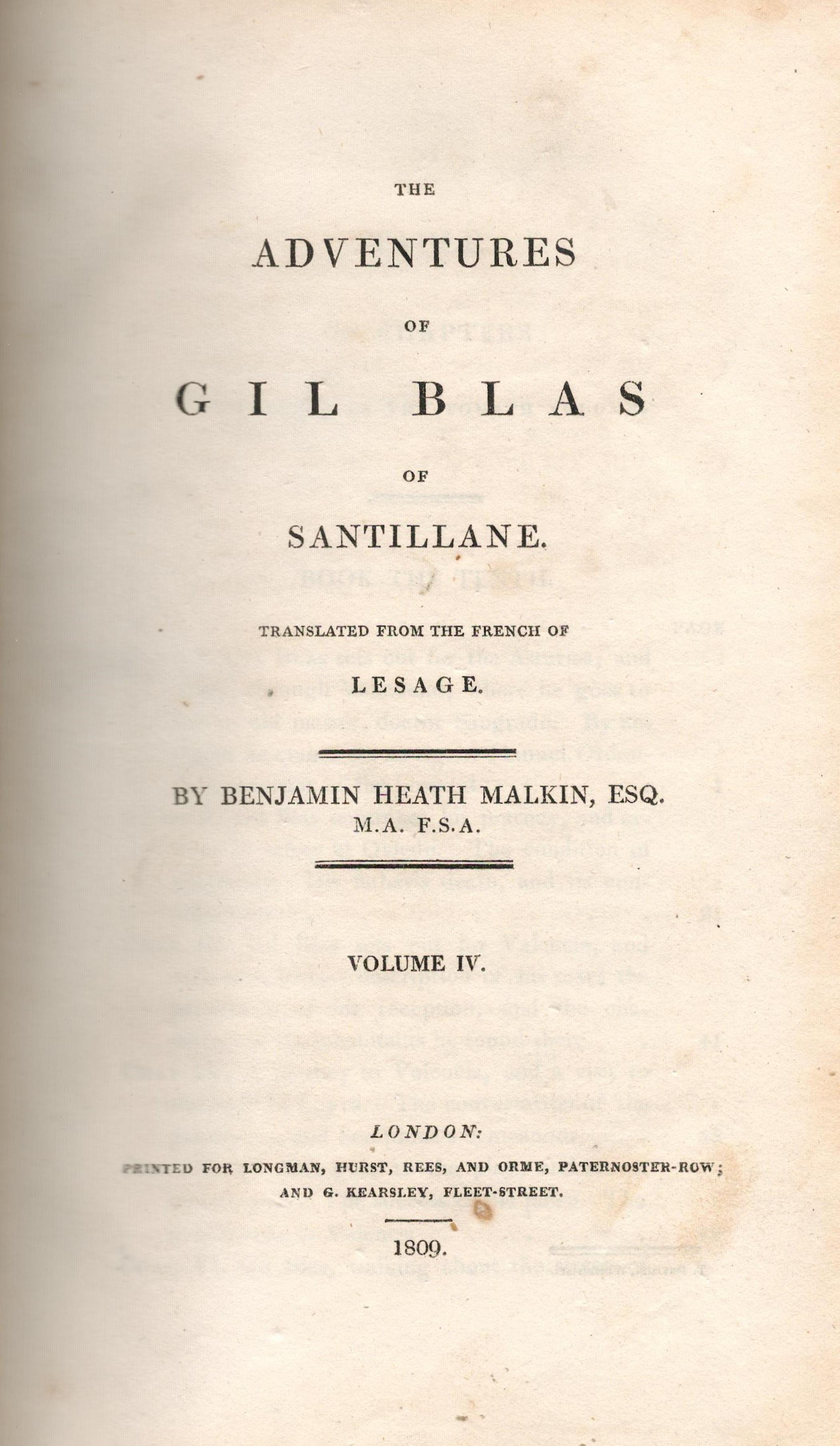 The Adventures of Gil Blas of Santillane by B Heath Malkin Vol 4 Hardback Book 1809 published by - Image 2 of 3