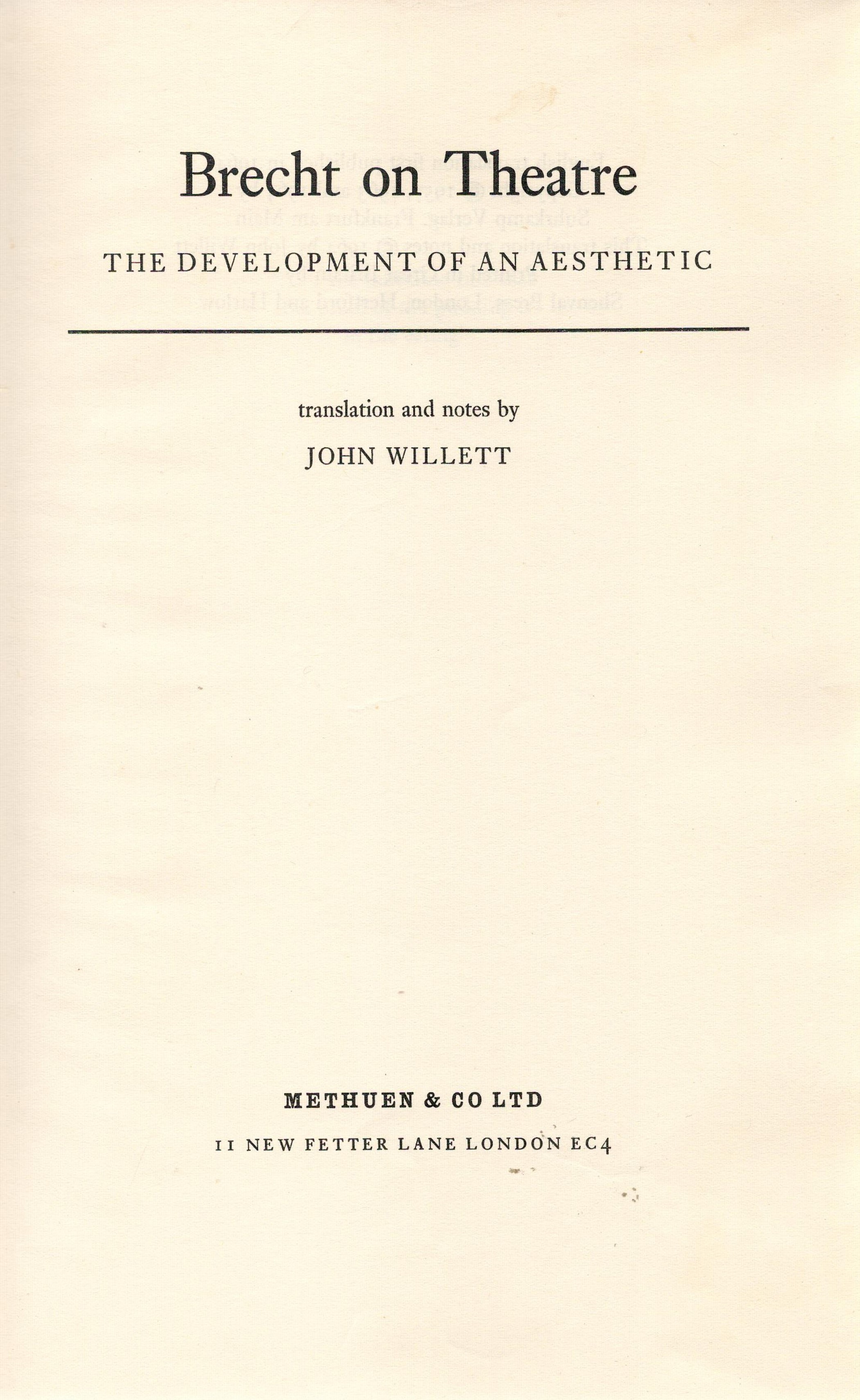 Brecht on Theatre The Development of an Aesthetic Translation by John Willett 1964 Hardback Book - Image 3 of 4