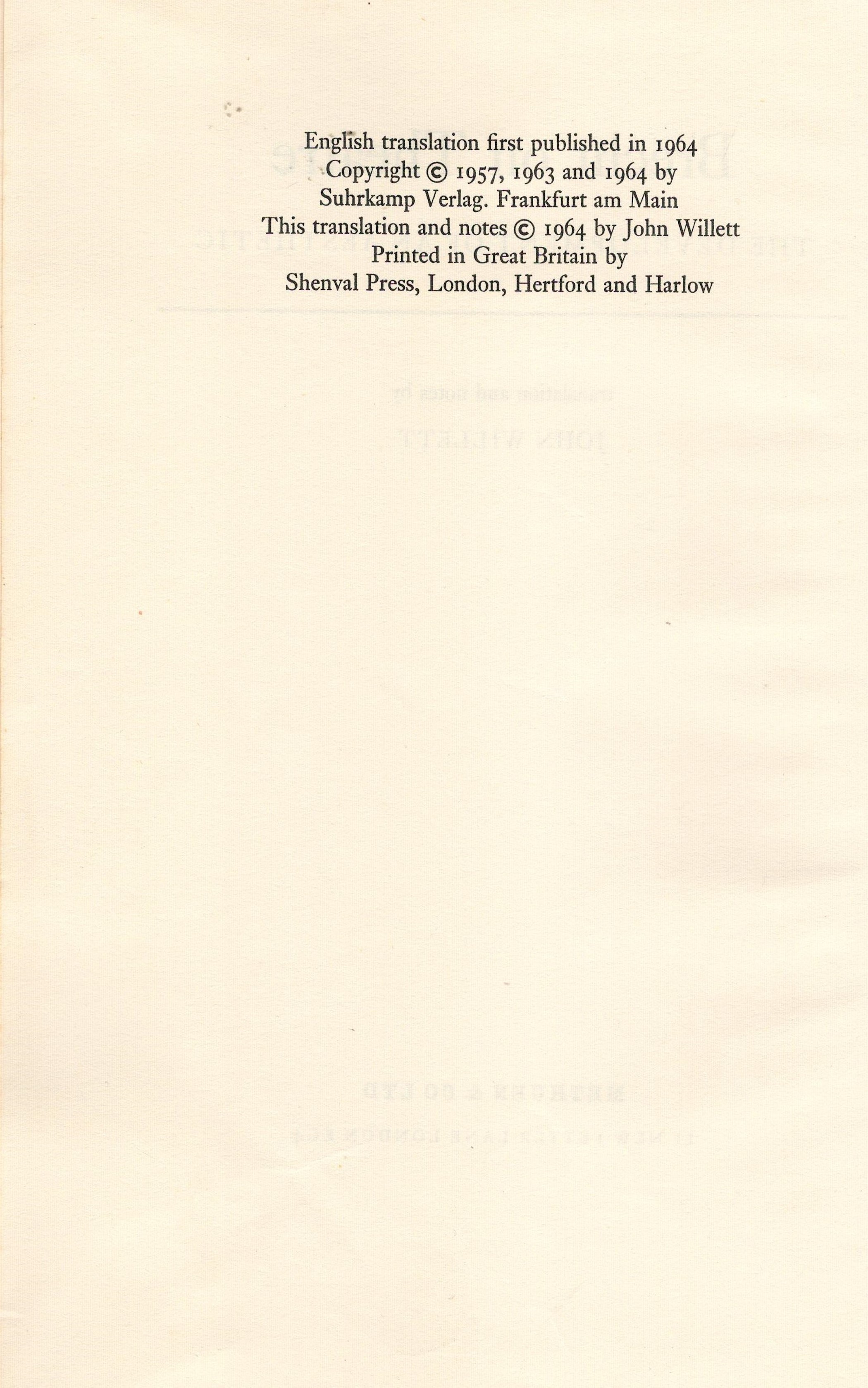 Brecht on Theatre The Development of an Aesthetic Translation by John Willett 1964 Hardback Book - Image 4 of 4