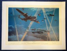 WW2. Robert Taylor Multi Signed Duel In The Dark Colour Print measuring 33x25 Overall. Limited