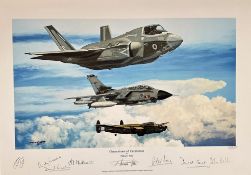 RAF Multi Signed print 18x13. titled Generations of Excellence by the artist Philip E West.