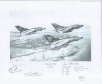 Aviation. Richard Taylor Pencil Drawn Print Titled Tornado Force 13x11 in size MULTI SIGNED by