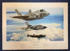 Aviation. Philip E West Multi Signed Colour 18x13 Print Titled Generations of Excellence. Personally