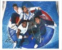 Blue British Boyband Signed By Duncan James Simon Webbe Lee Ryan And Antony Costa 10x8 Colour Photo.