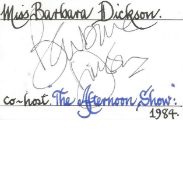 Barbara Dickson Award Winning British Singer And Actress 4x3 Signature Piece On White Card. Good