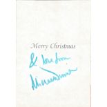 Michael Winner signed Christmas card with 10x8 colour unsigned photo. Good condition. All autographs