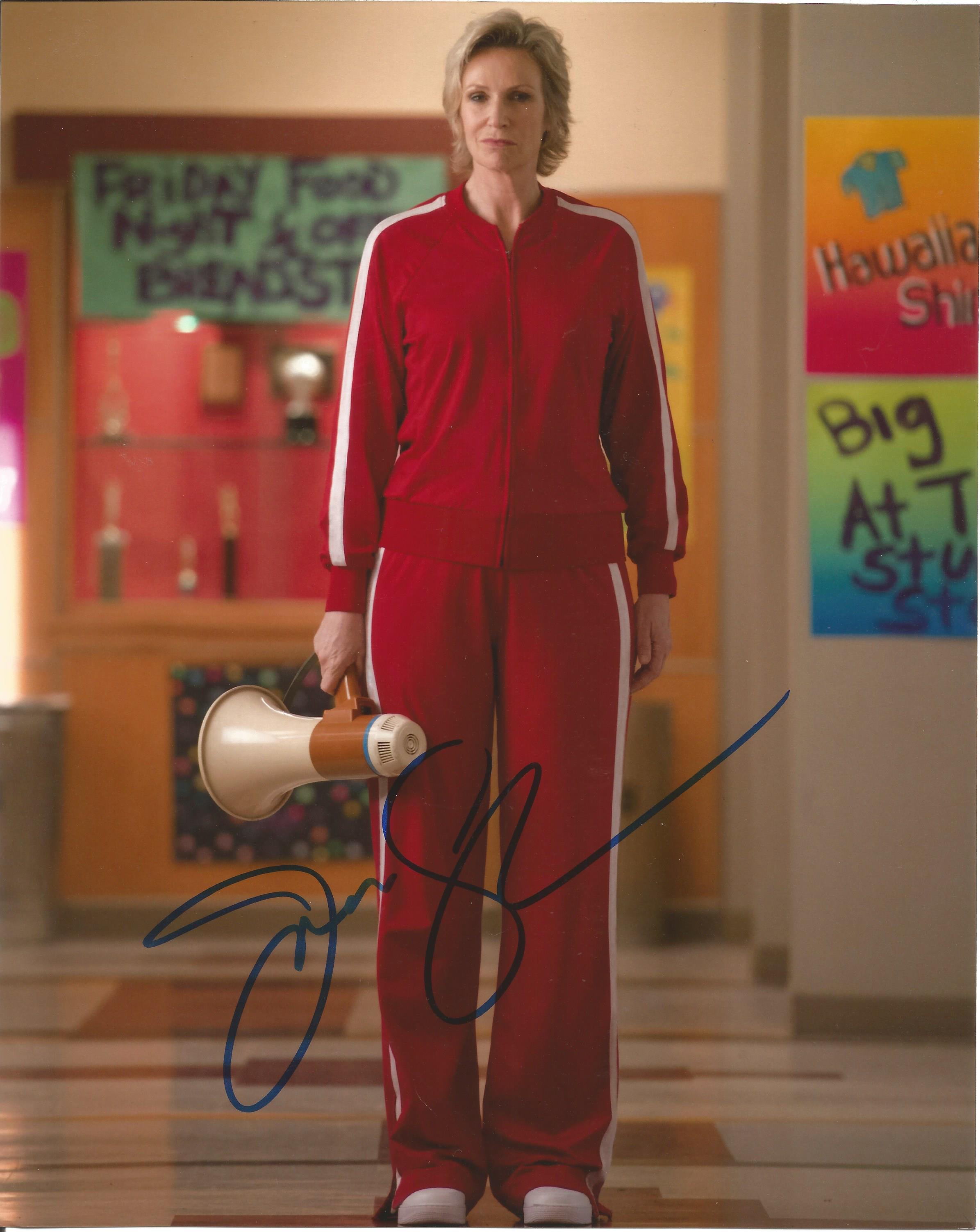 Jane Lynch signed 10x8 colour photo. Good condition. All autographs come with a Certificate of