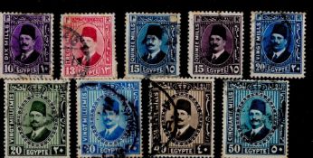 9 Egypt Stamps all pre 1927. Good condition. We combine postage on multiple winning lots and can