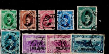 9 Egypt Stamps all pre 1926. Good condition. We combine postage on multiple winning lots and can