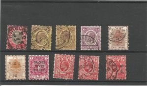 Nyasaland and Orange River Colony pre 1936 stamps on stockcard. 10 stamps. Good condition. We