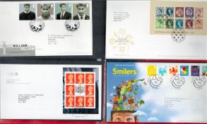 W H Smiths Green First Day Cover Album with approx 80-90 FDCs Includes Definitives, Royal Mail