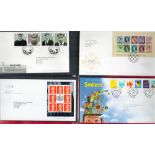 W H Smiths Green First Day Cover Album with approx 80-90 FDCs Includes Definitives, Royal Mail