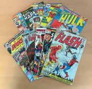 Marvel and DC collection of 10 vintage 1960s/ 1970s comic books including iconic titles: Flash,