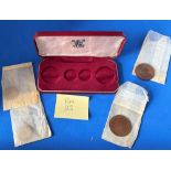 set of 4 1964 uncirculated Jersey coins. A commemorative set. Set within a hardback box. Good