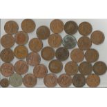 Assorted Bronze Great Britain Coins. Including George 3rd era coins. Included is pennies And