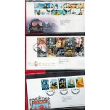 Stanley Gibbons First Day Covers Album Blue with approx 80 FDCs from 2003 Extreme Endeavours to 2009