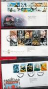 Stanley Gibbons First Day Covers Album Blue with approx 80 FDCs from 2003 Extreme Endeavours to 2009