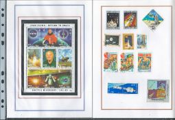 Binder with Space Stamps Includes 9 Miniature Sheets and approx 170 Space Themed Stamps, Miniature