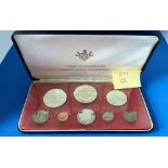 set of 8 Cayman Islands 1974. a genuine proof set minted at the Royal Canadian mint. Mint condition.