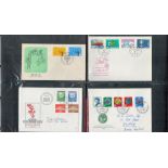 First Day Cover Album Green with approx 100 Swiss (Helvetia) FDCs from 1966 to 1976 plus