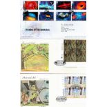 W H Smiths Green First Day Cover Album with approx 12 Definitives and Booklets, 2000 - 2020 dates