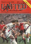 Football Autographed MAN UNITED Club Magazine, issued in December 1980 and the front cover has